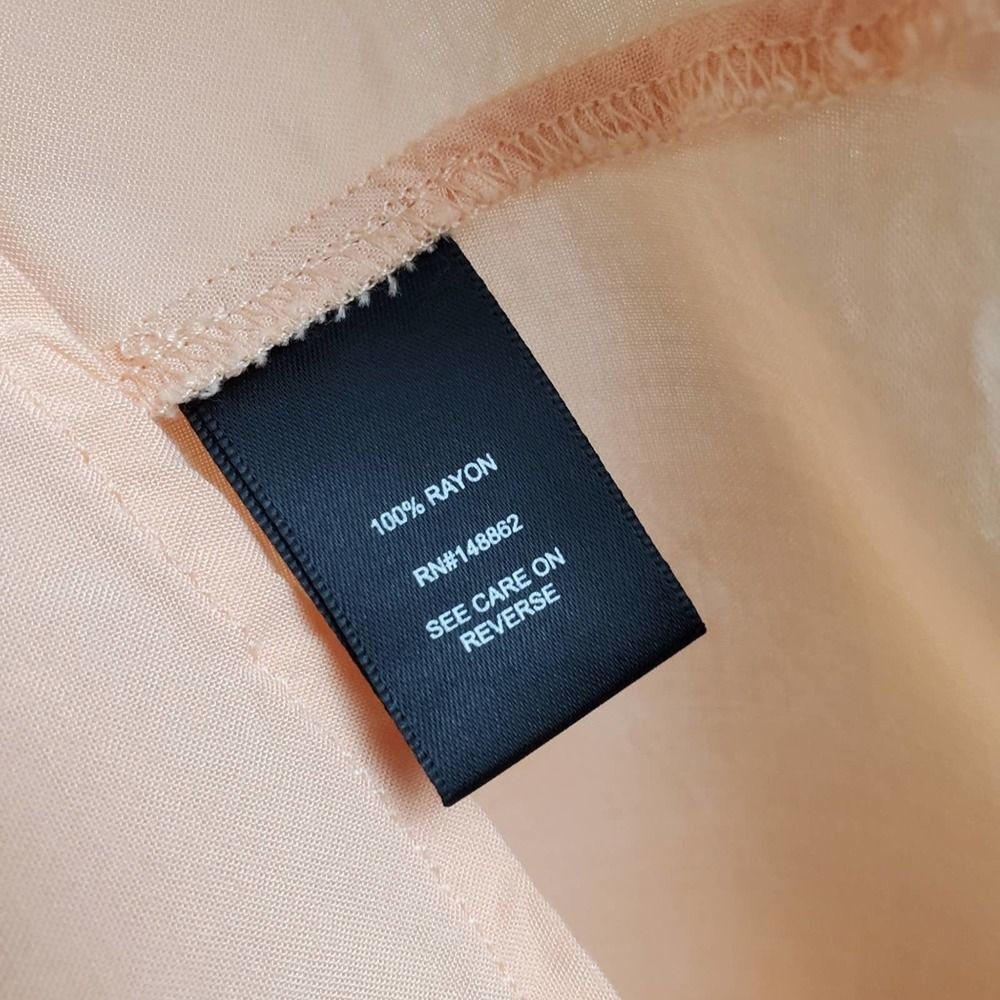 Torrid PEACH CHALLIS TIE SLEEVE BABYDOLL TOP Blouse Button Down Hi Low V Neck - Picture 6 of 9